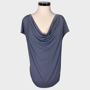 Lane Bryant Womens Plus Size Blue Gray Cap Sleeve Drape Neck Top